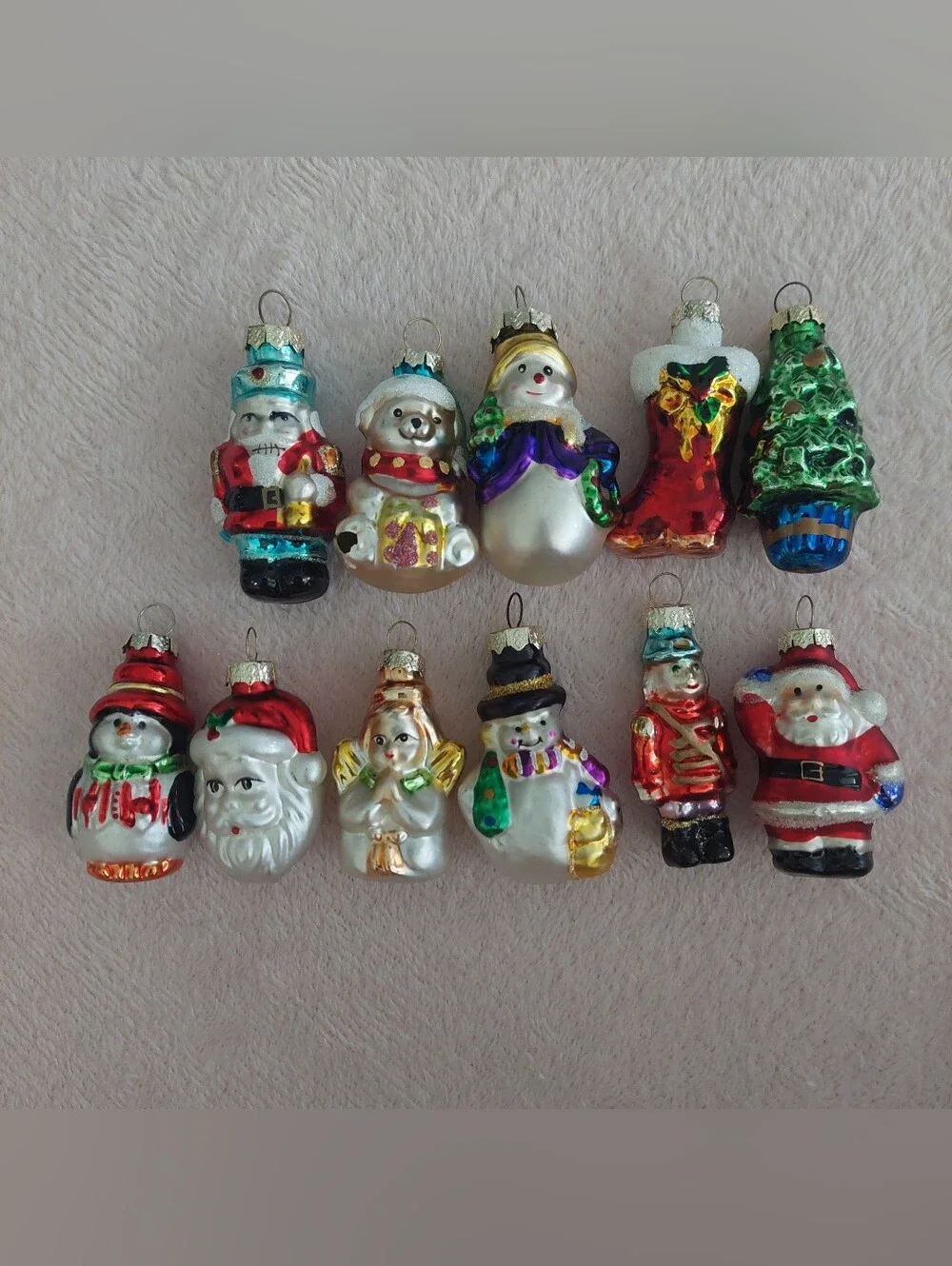 Set Of 11 Vintage Mini Glass Christmas Ornaments/Figurines